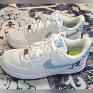 ​NIKE Air Force 1 '07 SE Indigo White Flora Pack Sneakers Sz 7.5 Eco Sustainable